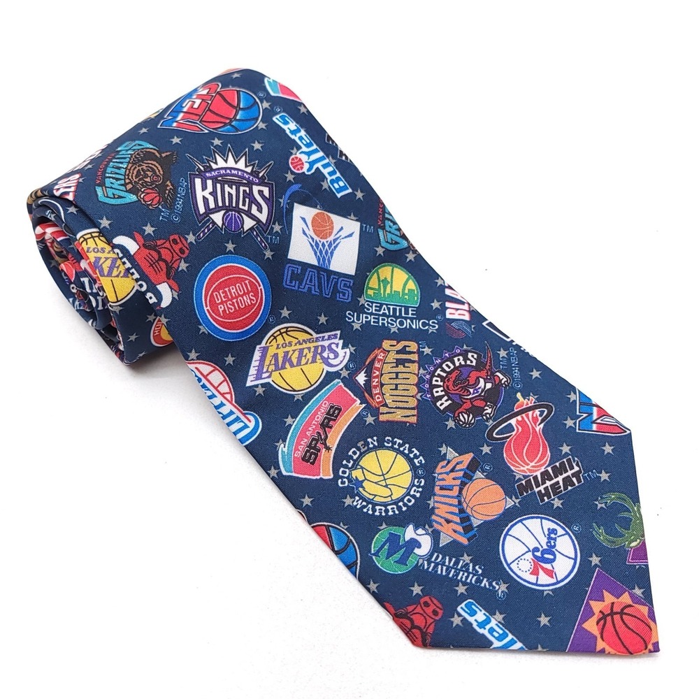 Vintage NBA Basketball Tie Team Logo 56"‎ Spurs Lakers Warriors OKC Knicks USA